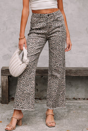 Leopard Wide Leg High Waist Jeans