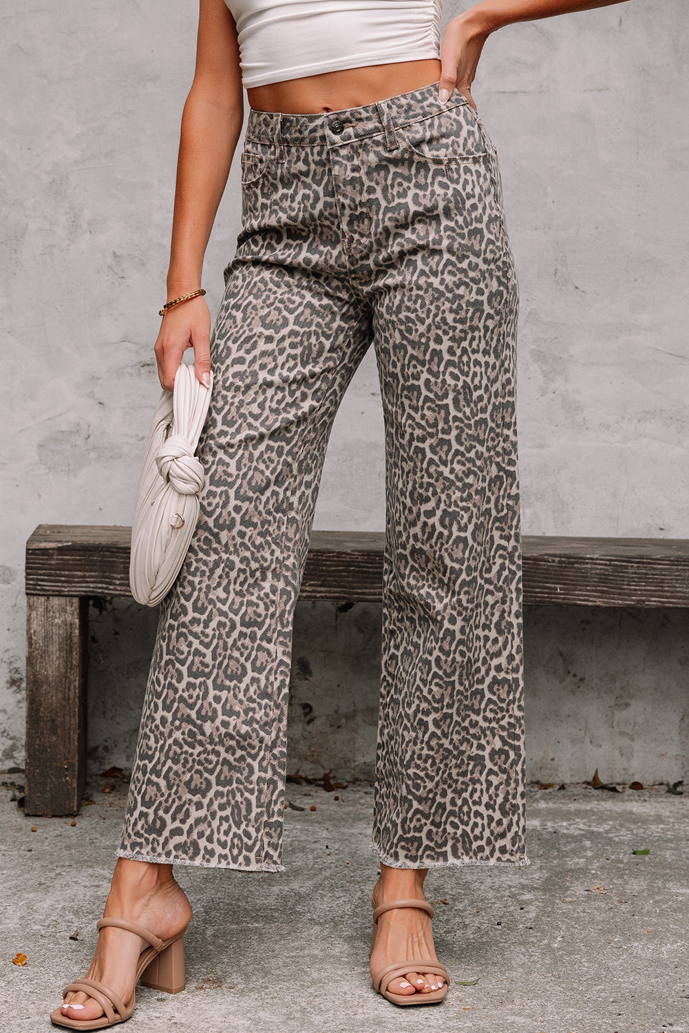 Leopard Wide Leg High Waist Jeans