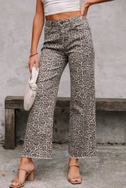 Leopard Wide Leg High Waist Jeans