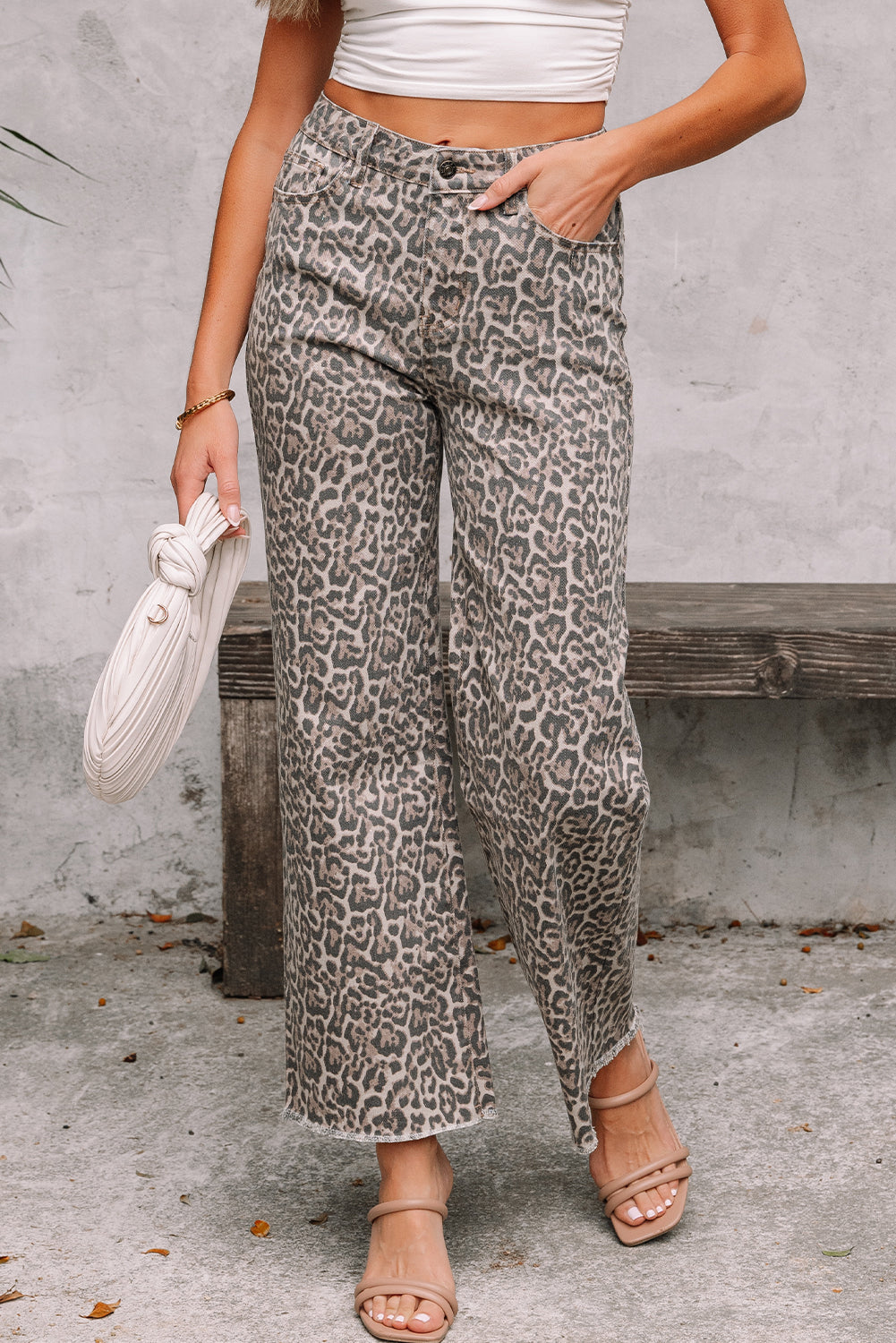 Leopard Wide Leg High Waist Jeans