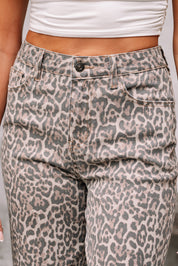 Leopard Wide Leg High Waist Jeans