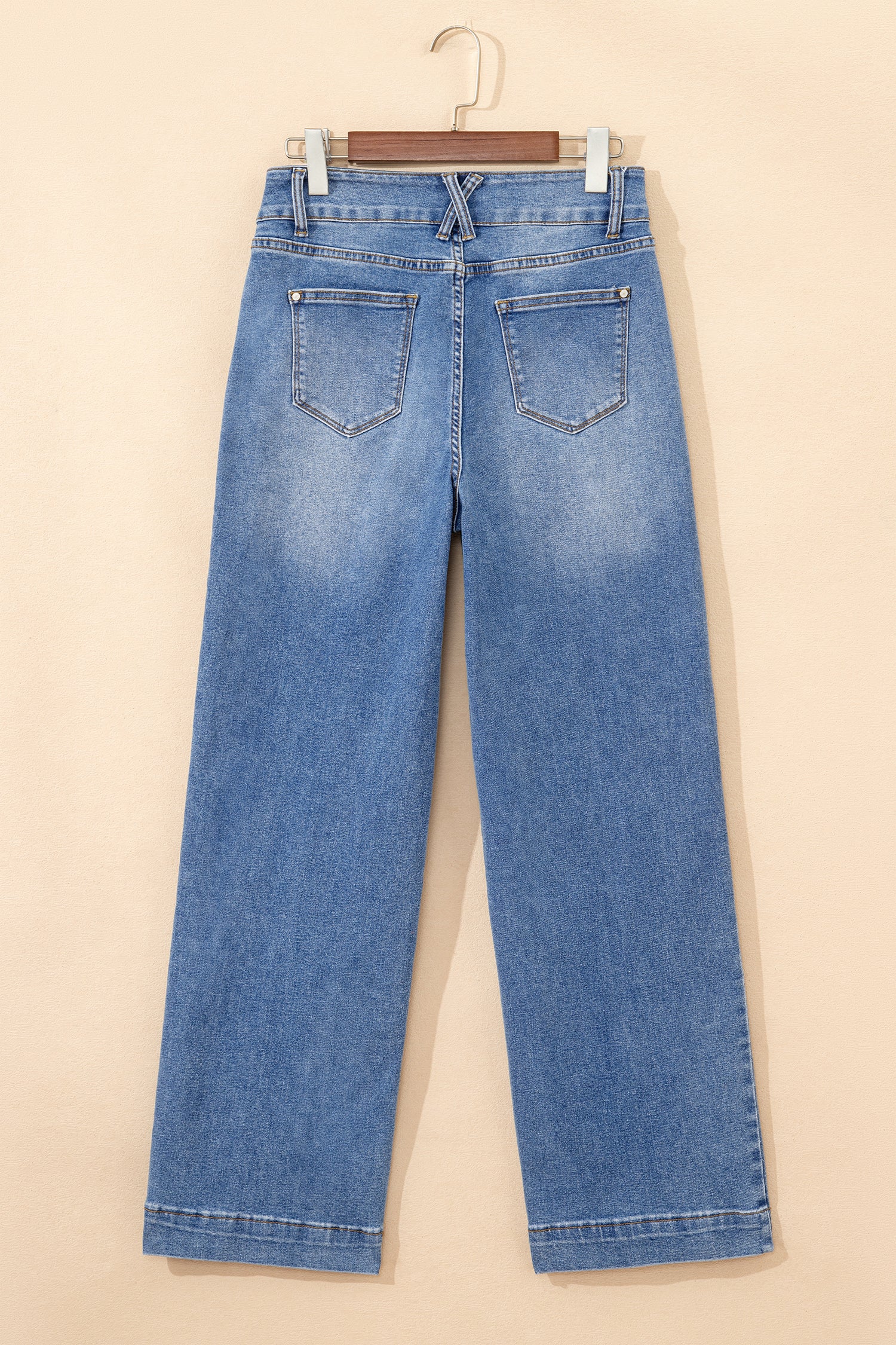 Double Button Straight Leg Jeans