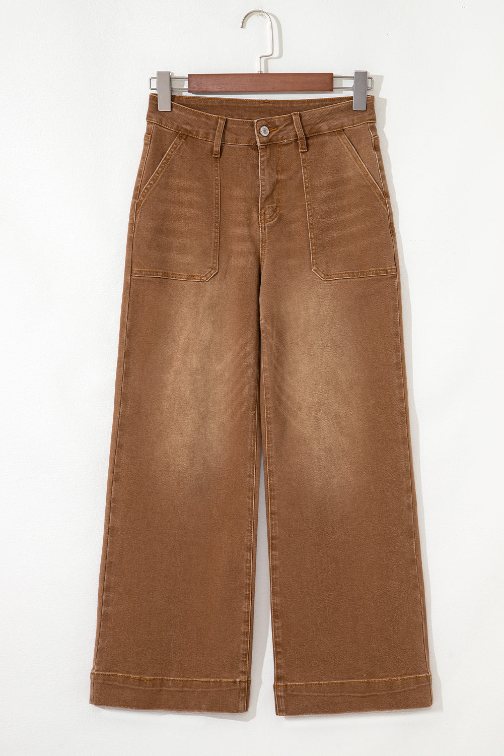 Cropped High Rise Wide Leg Jeans