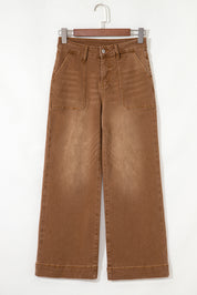 Cropped High Rise Wide Leg Jeans