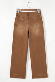 Cropped High Rise Wide Leg Jeans