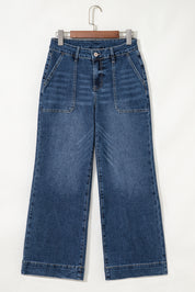 Cropped High Rise Wide Leg Jeans