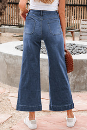 Cropped High Rise Wide Leg Jeans