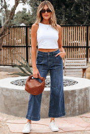 Cropped High Rise Wide Leg Jeans