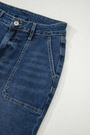 Cropped High Rise Wide Leg Jeans