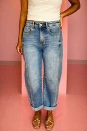 Vintage Washed Seam Detail Shift Jeans