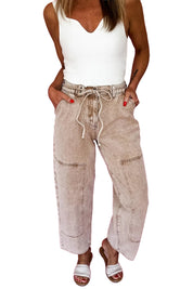 Barrel Fit Draw String Denim Pants