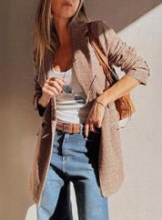 Houndstooth Lapel Collar Blazer