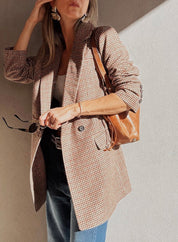 Houndstooth Lapel Collar Blazer