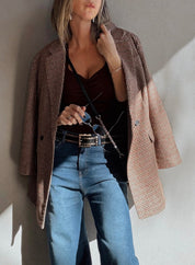 Houndstooth Lapel Collar Blazer