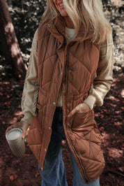 Longline Quilted Zipped Puffer Vest
