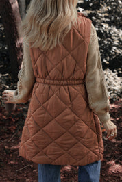 Longline Quilted Zipped Puffer Vest