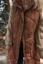 Longline Quilted Zipped Puffer Vest