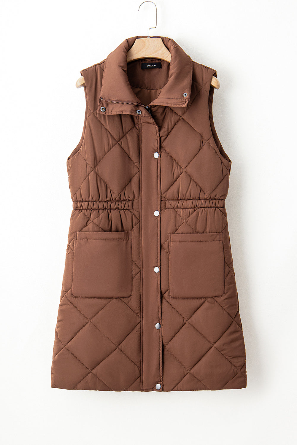 Longline Quilted Zipped Puffer Vest