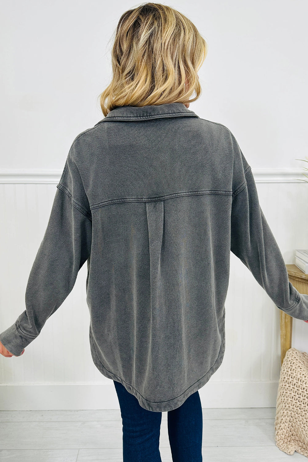 Mineral Wash Shacket with Side Slit