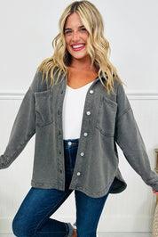 Mineral Wash Shacket with Side Slit