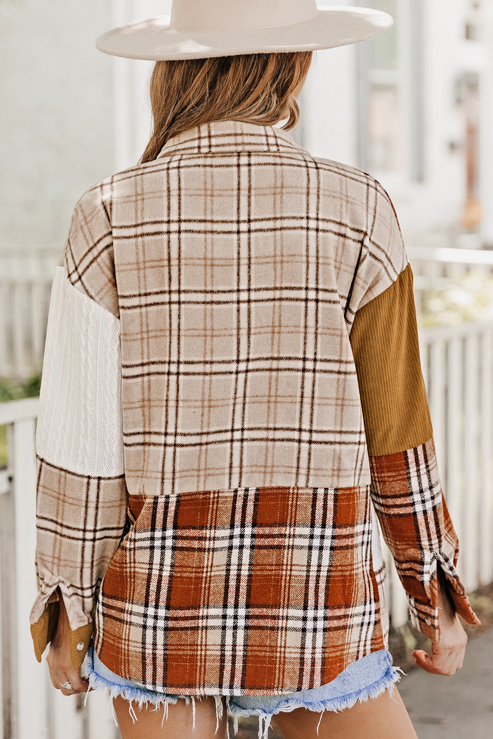 Plaid Colorblock Patchwork Shacket