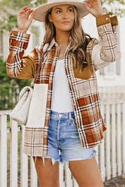 Plaid Colorblock Patchwork Shacket