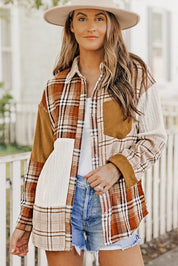 Plaid Colorblock Patchwork Shacket