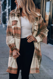 Plaid Print Flap Pockets Long Shacket