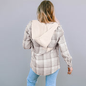 Plaid Removable Hood Buttoned Shacket