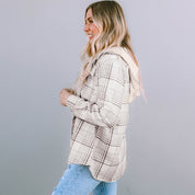 Plaid Removable Hood Buttoned Shacket