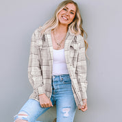 Plaid Removable Hood Buttoned Shacket