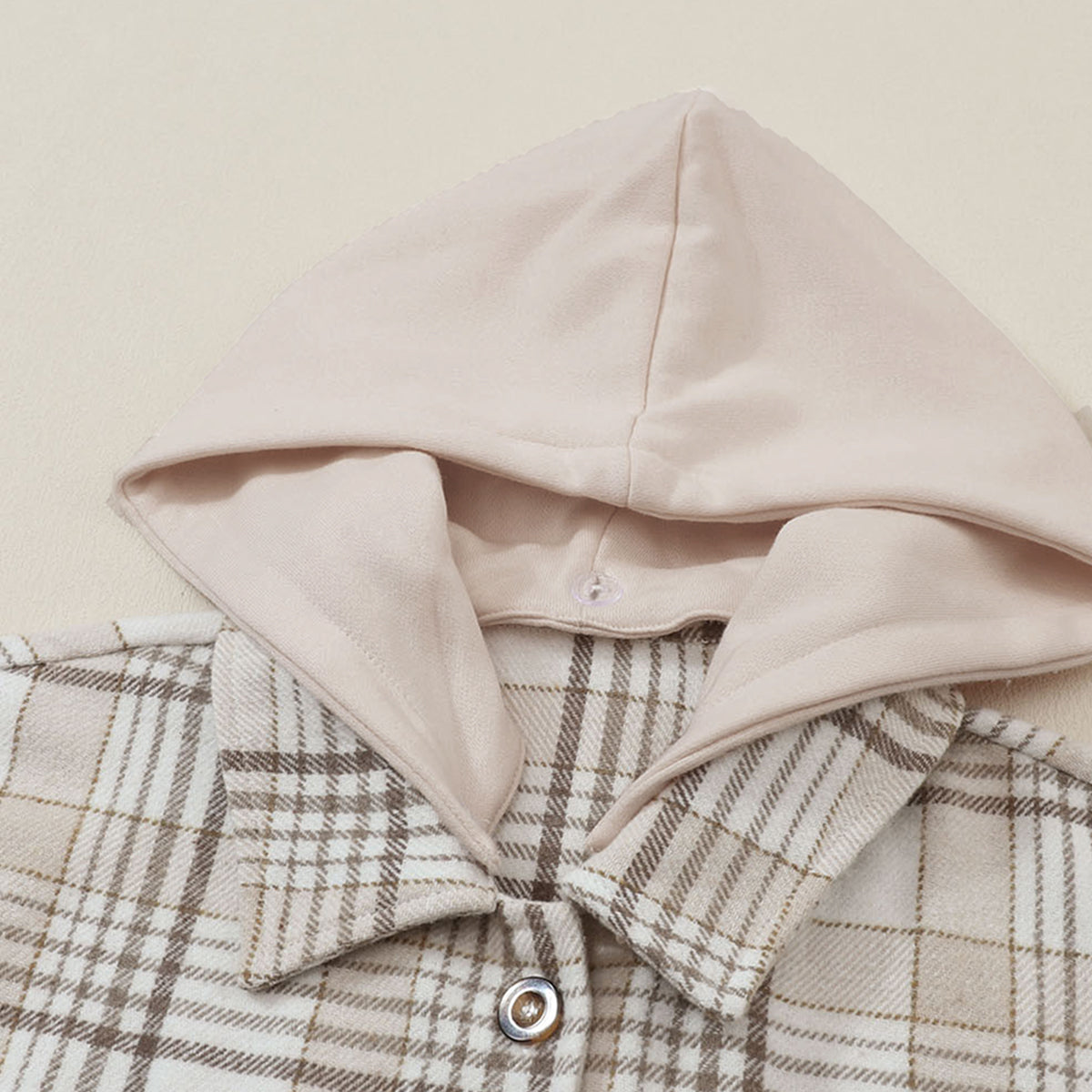 Plaid Removable Hood Buttoned Shacket