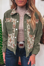 Ribbed Retro Floral Patchwork Jacket