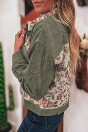Ribbed Retro Floral Patchwork Jacket