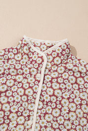 Floral Print Pocketed Quilted Jacket