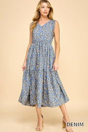 Floral Maxi Sleeveless Dress with Pockets