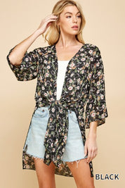 Black Floral Kimono
