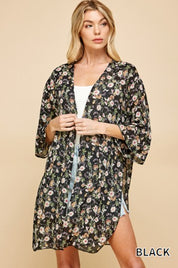 Black Floral Kimono