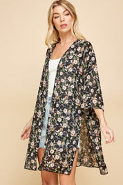 Black Floral Kimono