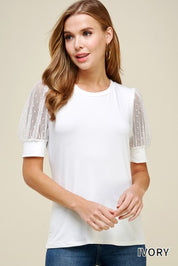 Swiss Dot Sheer Short Sleeve Shirt
