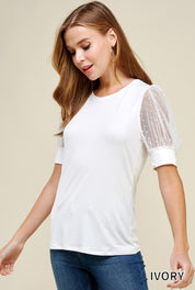 Swiss Dot Sheer Short Sleeve Shirt