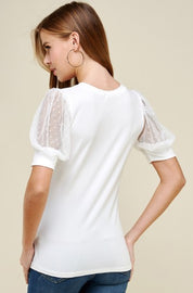 Swiss Dot Sheer Short Sleeve Shirt