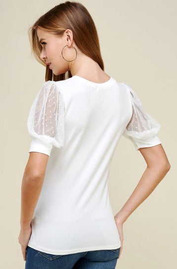 Swiss Dot Sheer Short Sleeve Shirt