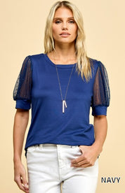 Swiss Dot Sheer Short Sleeve Shirt