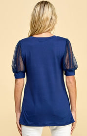 Swiss Dot Sheer Short Sleeve Shirt
