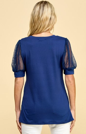 Swiss Dot Sheer Short Sleeve Shirt