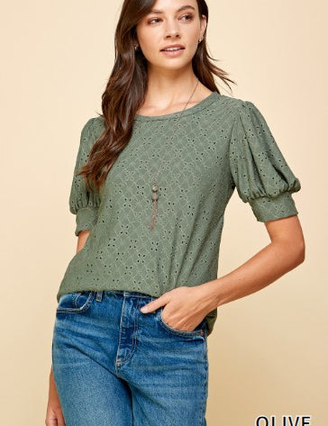 Eyelet Embroidered Short Sleeve Top