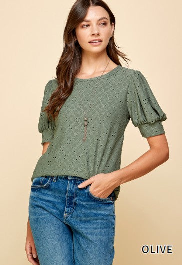 Eyelet Embroidered Short Sleeve Top