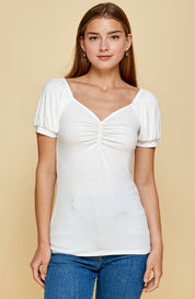 White Babydoll Short Sleeve Shirt