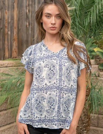 Bandana Flutter Short Sleeve Top